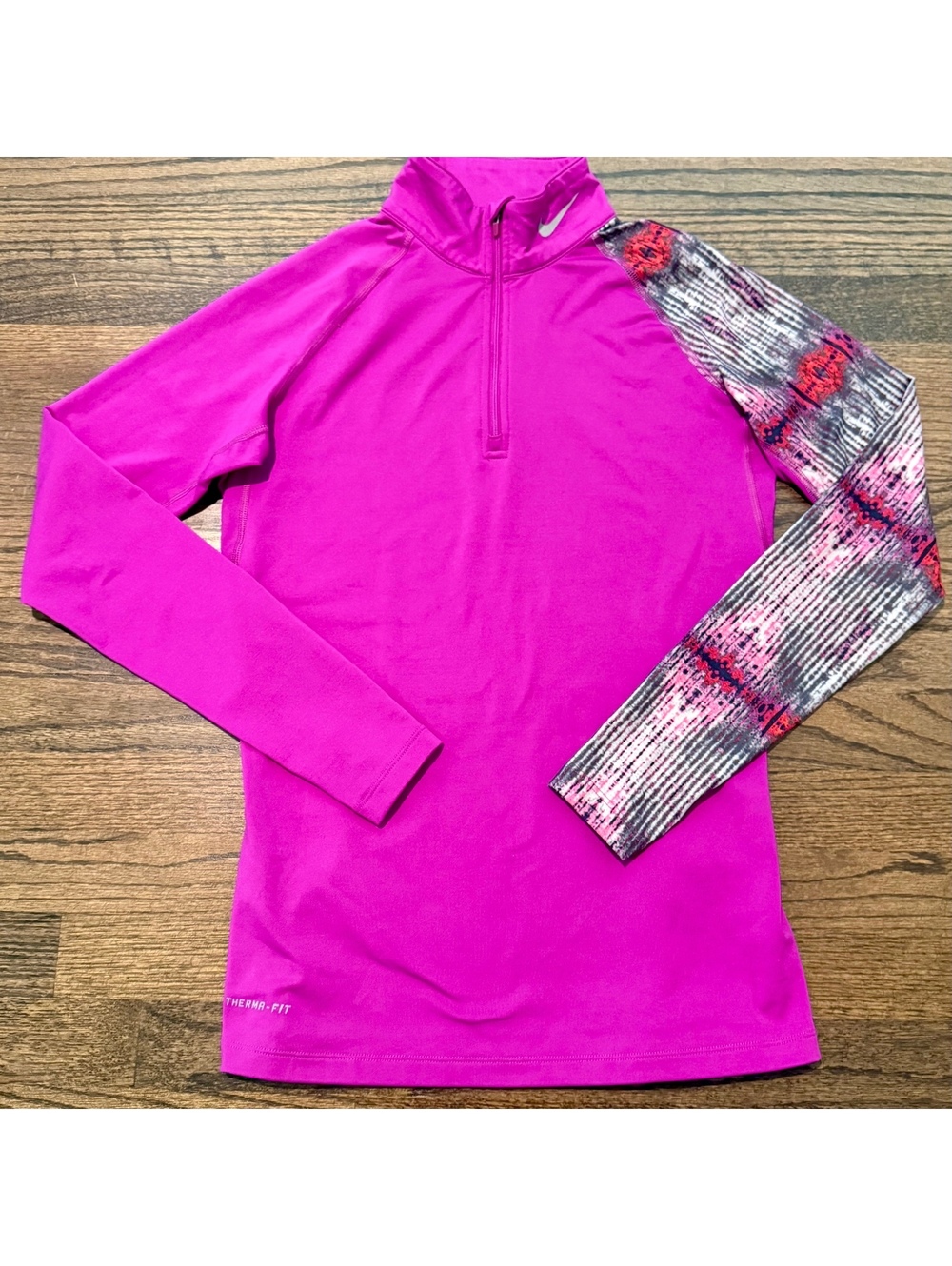 New Nike Pro Combat DRI-FIT Fitted Women's Pink Quarter Zip Pullover Medium